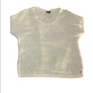 Eddie Bauer Womens Linen Blend Open Stitch Crochet Sweater Size XL